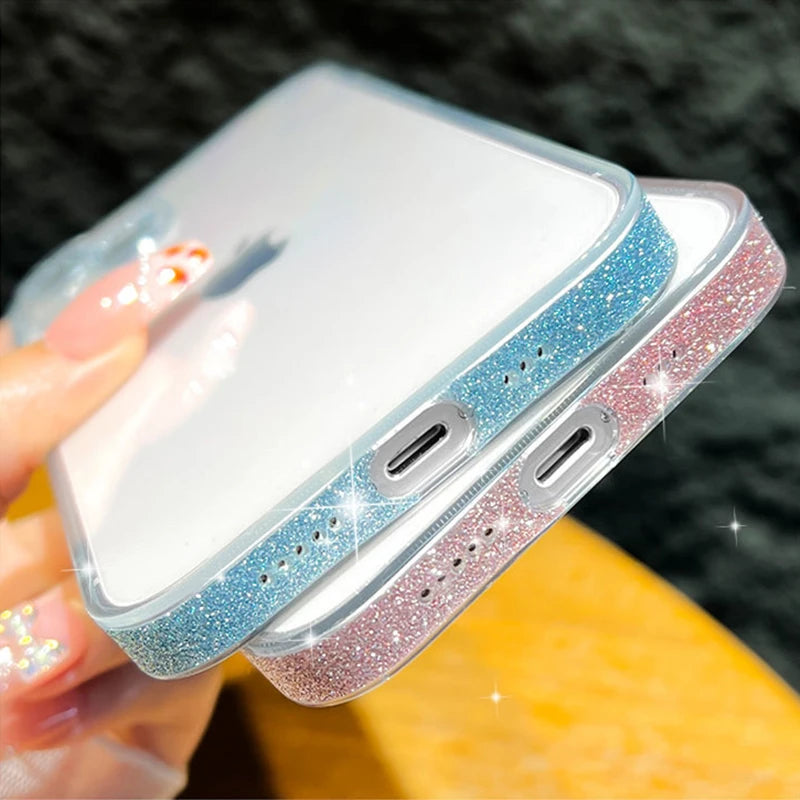 Side Sparkly Clear iPhone Case w/ Camera Protector